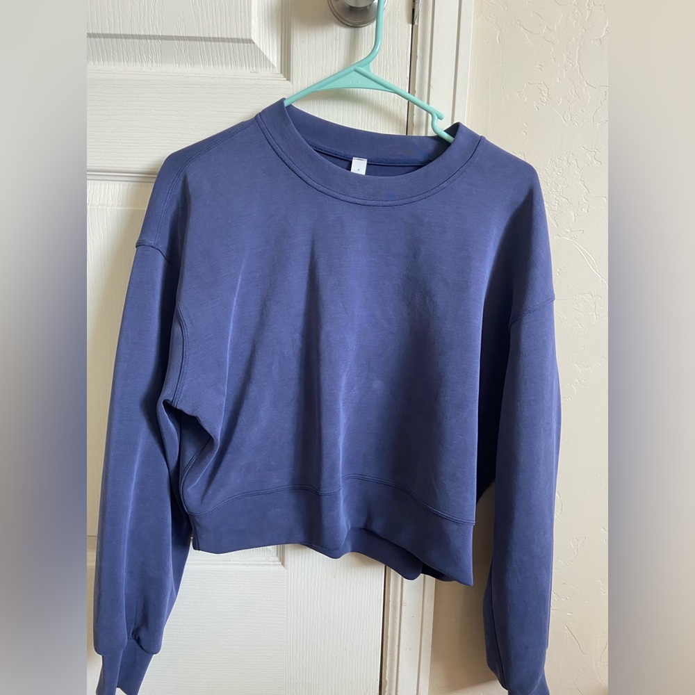 lululemon athletica Navy Blue Cropped Crewneck Sweatshirt